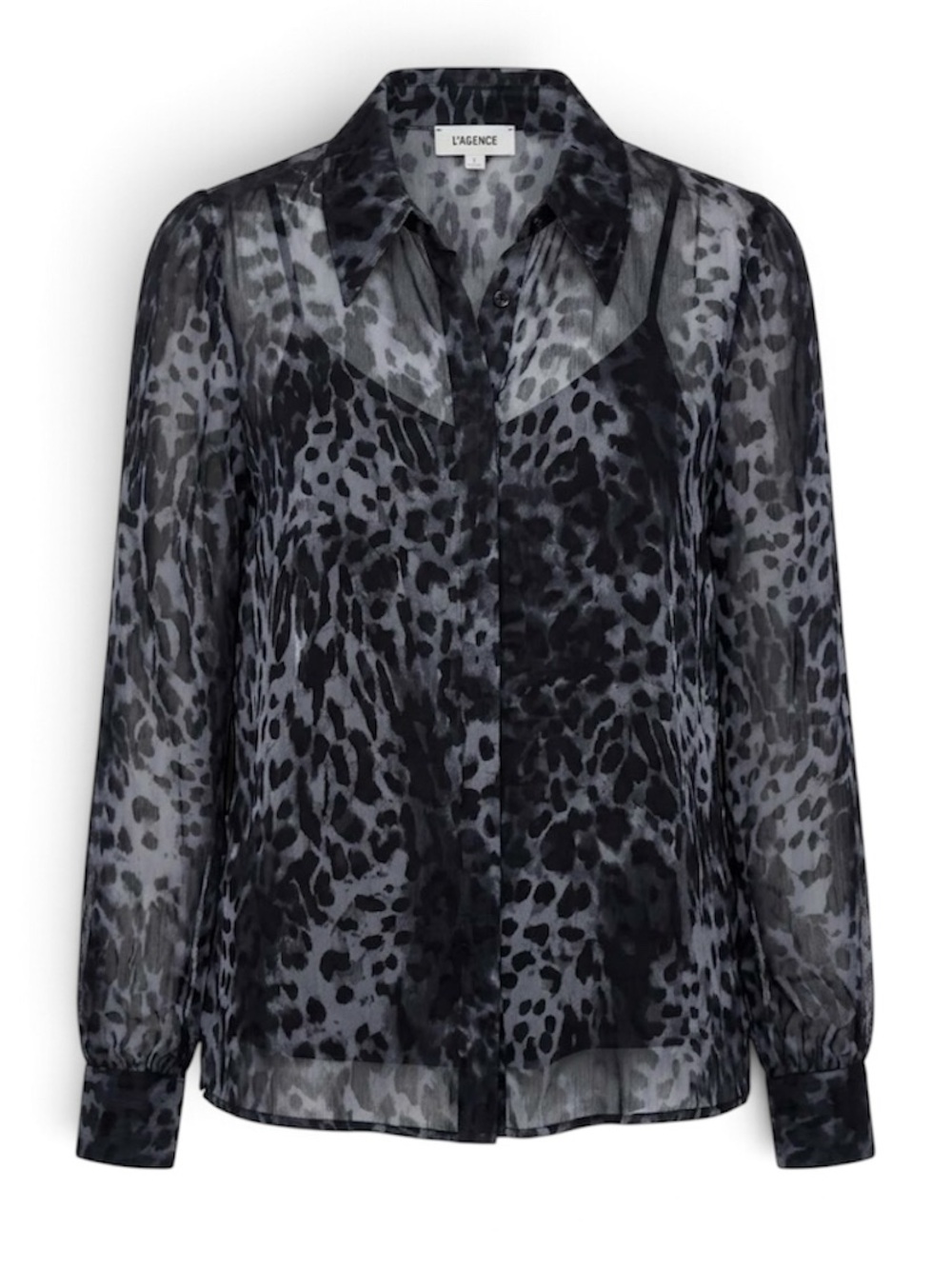 L'AGENCE Silk Leopard Sheer Blouse and Camisole Set Devore Burnout